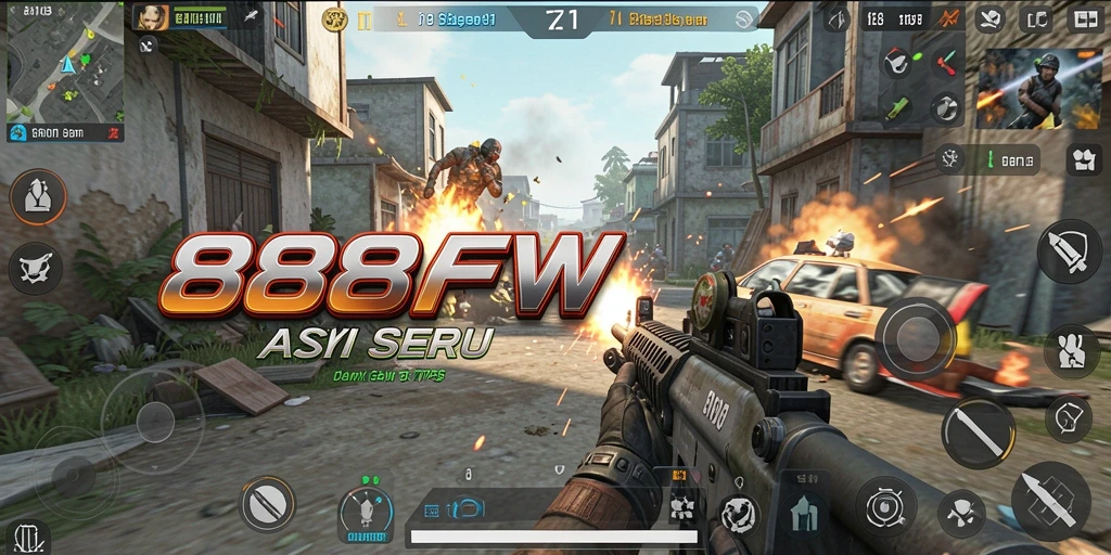 Tangkapan layar gameplay 888FW menampilkan aksi mendebarkan di arena tempur TPS.