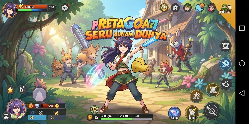 Screenshot gameplay epic dari GOGO77 dengan aksi karakter anime.