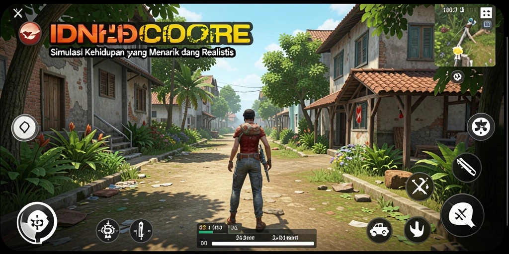 Tampilan gameplay IDNSCORE yang menampilkan momen interaksi karakter dalam simulasi.