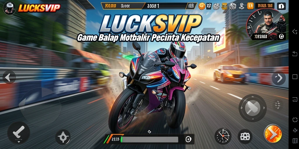 Tangkapan layar menunjukkan aksi seru dalam balapan motor di LUCKSVIP.