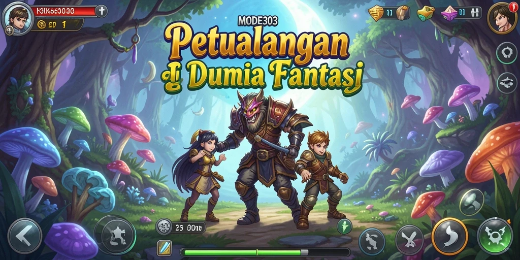 Screenshot utama menampilkan pemain menjelajahi dunia petualangan yang menarik.