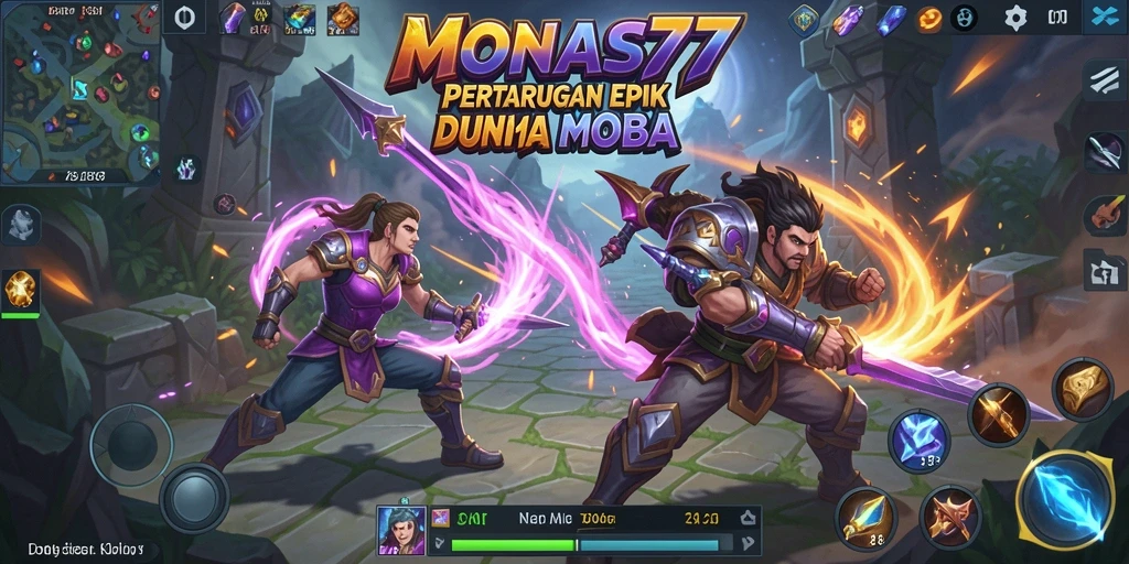 Screenshot menunjukkan aksi seru di permainan MOBA MONAS77.