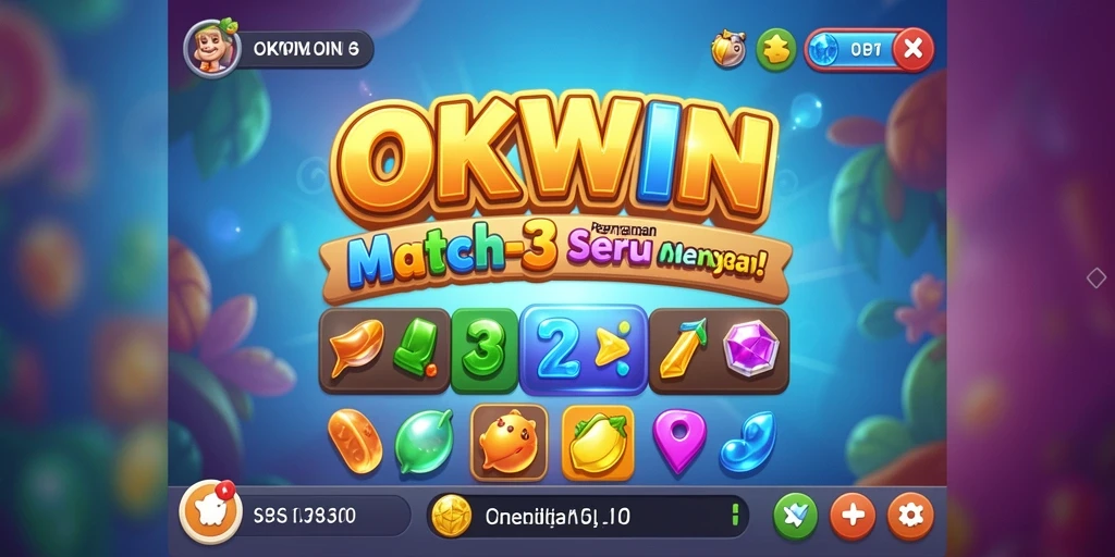 Screenshot gameplay OKWIN menampilkan keseruan permainan Match-3.