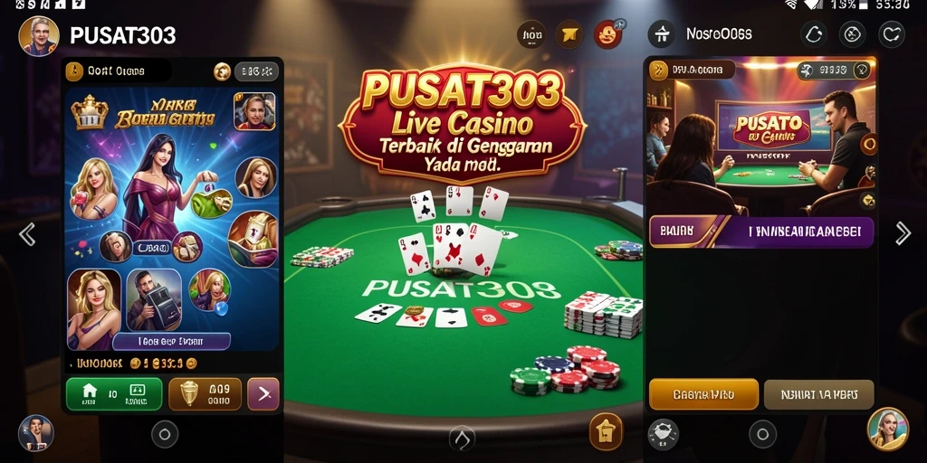 Screenshot PUSAT303 menampilkan dealer langsung dalam permainan Live Casino.
