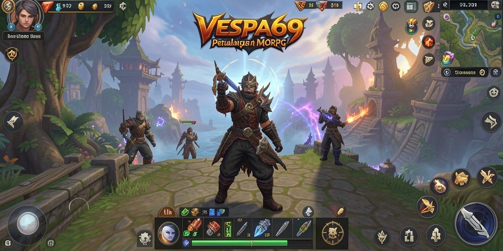 Tangkapan layar gameplay VESPA69 menunjukkan aksi pertarungan seru di dunia MMORPG.
